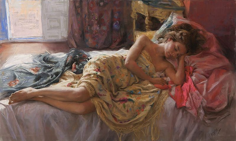 Woman sleeping - art image